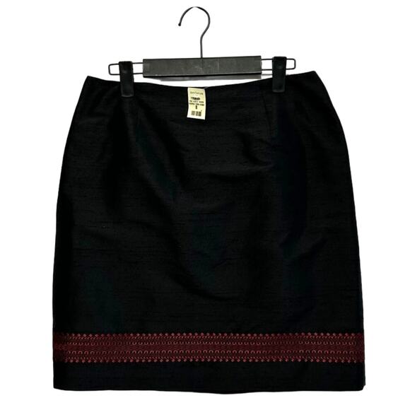 Ann Taylor Silk Shantung Embroidered Mini Skirt Vintage NWT Women's Sz 8 Black - Picture 1 of 6